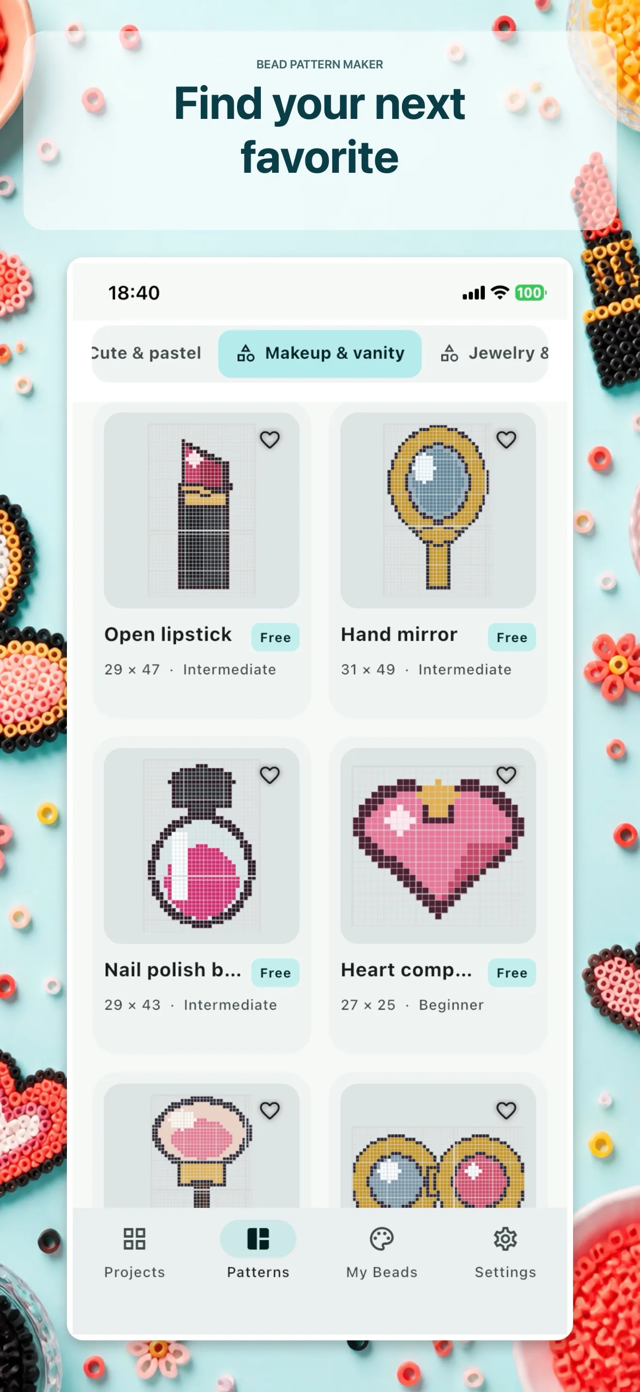 Official Bead Pattern charts — makeup and vanity