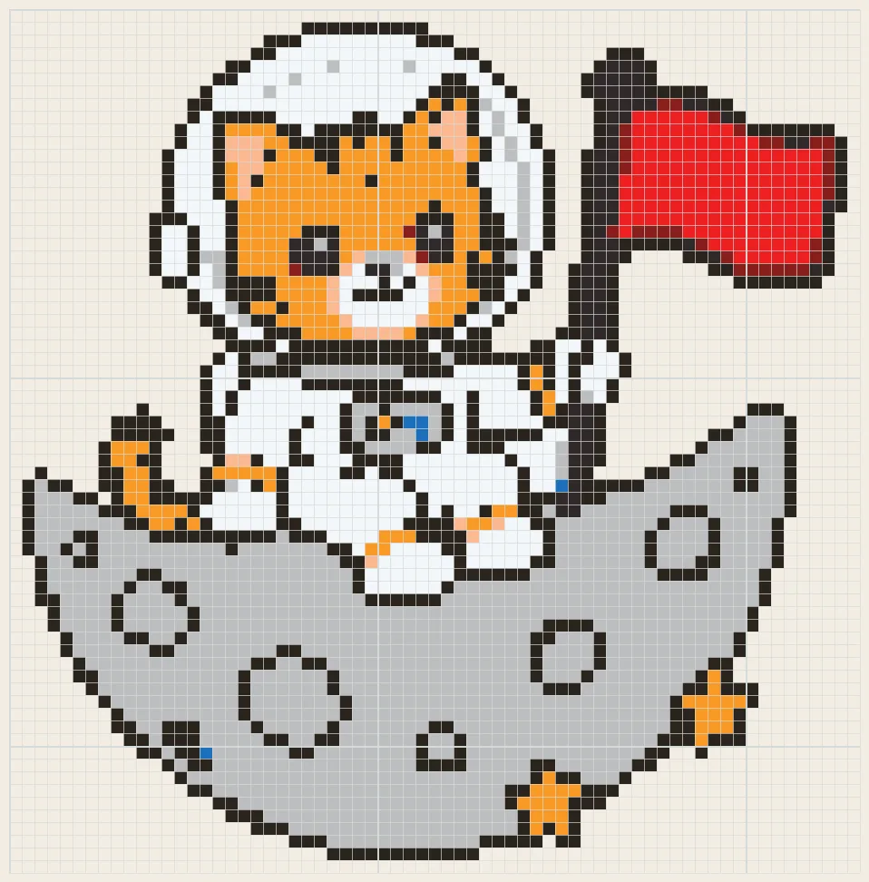 Astronaut cat on the moon perler bead pattern