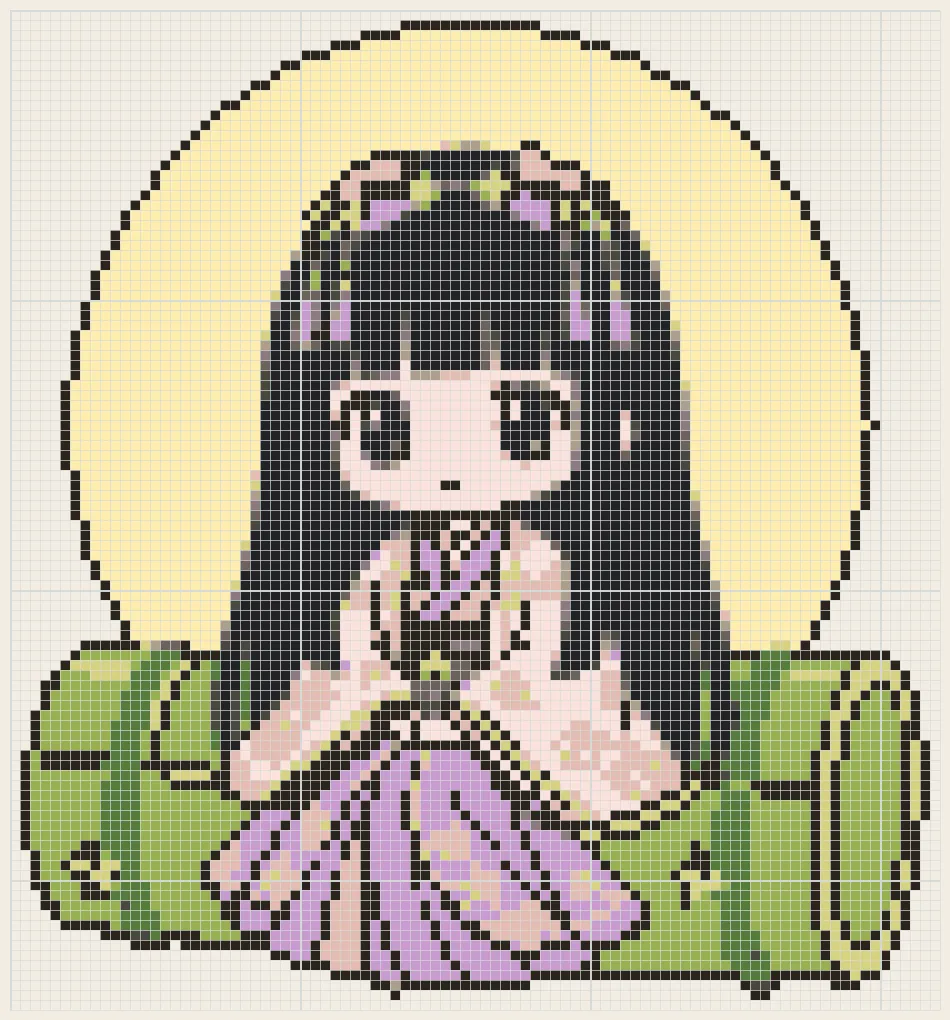 Bamboo moon princess perler bead pattern