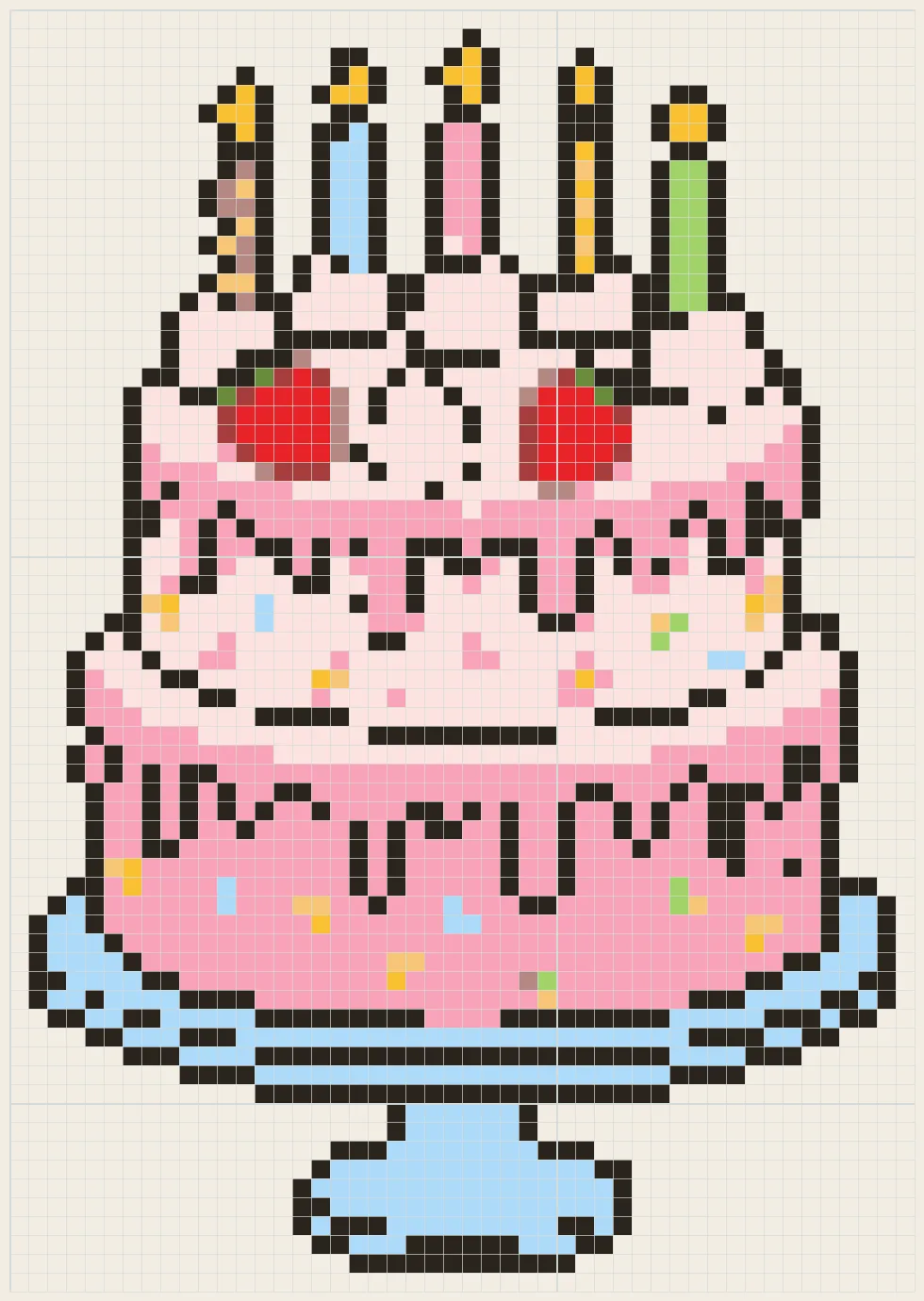 Birthday cake with candles perler bead pattern