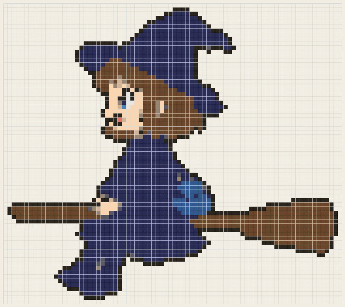 Broom witch perler bead pattern