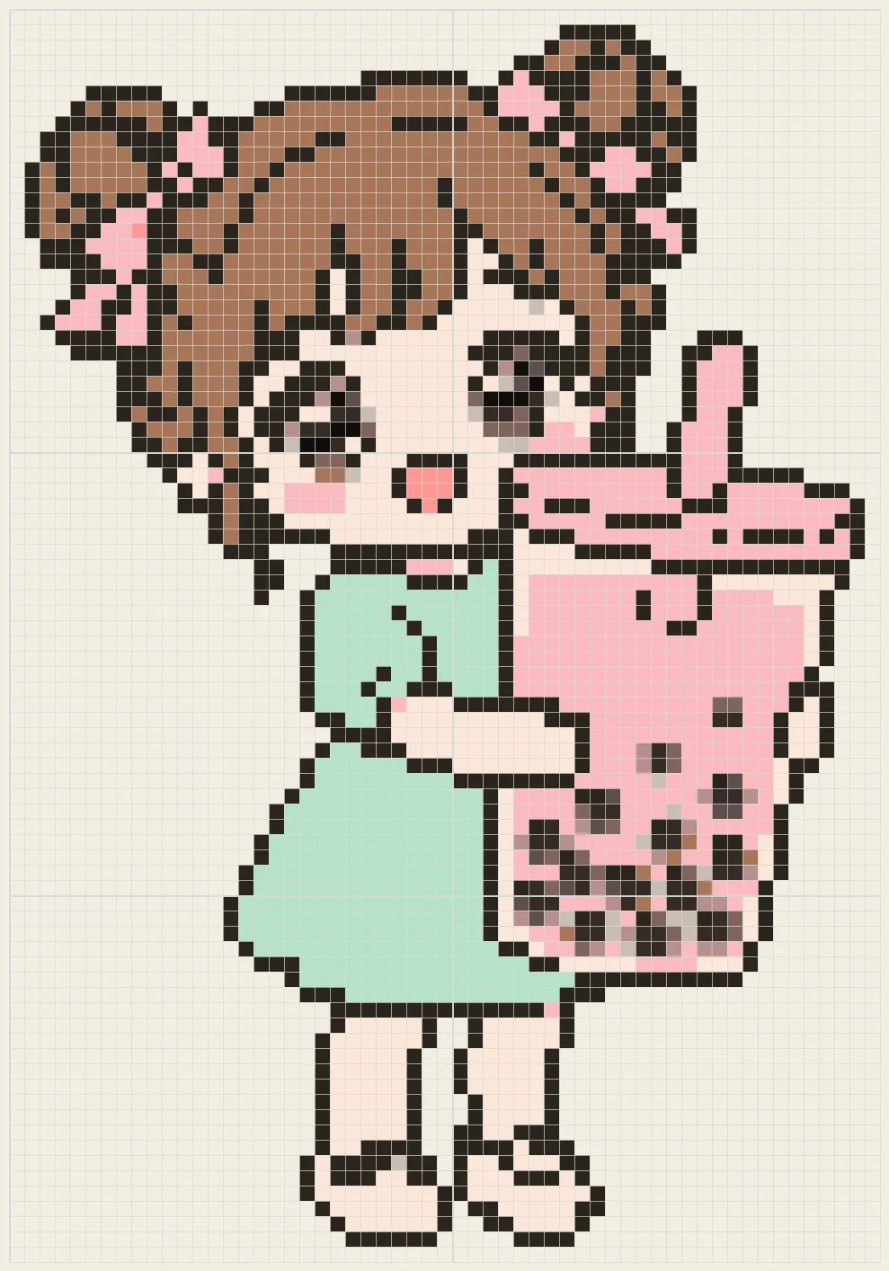 Bubble tea girl perler bead pattern