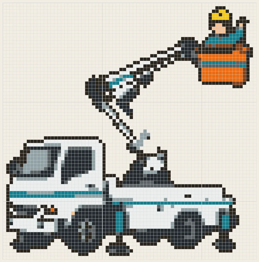Bucket boom truck perler bead pattern