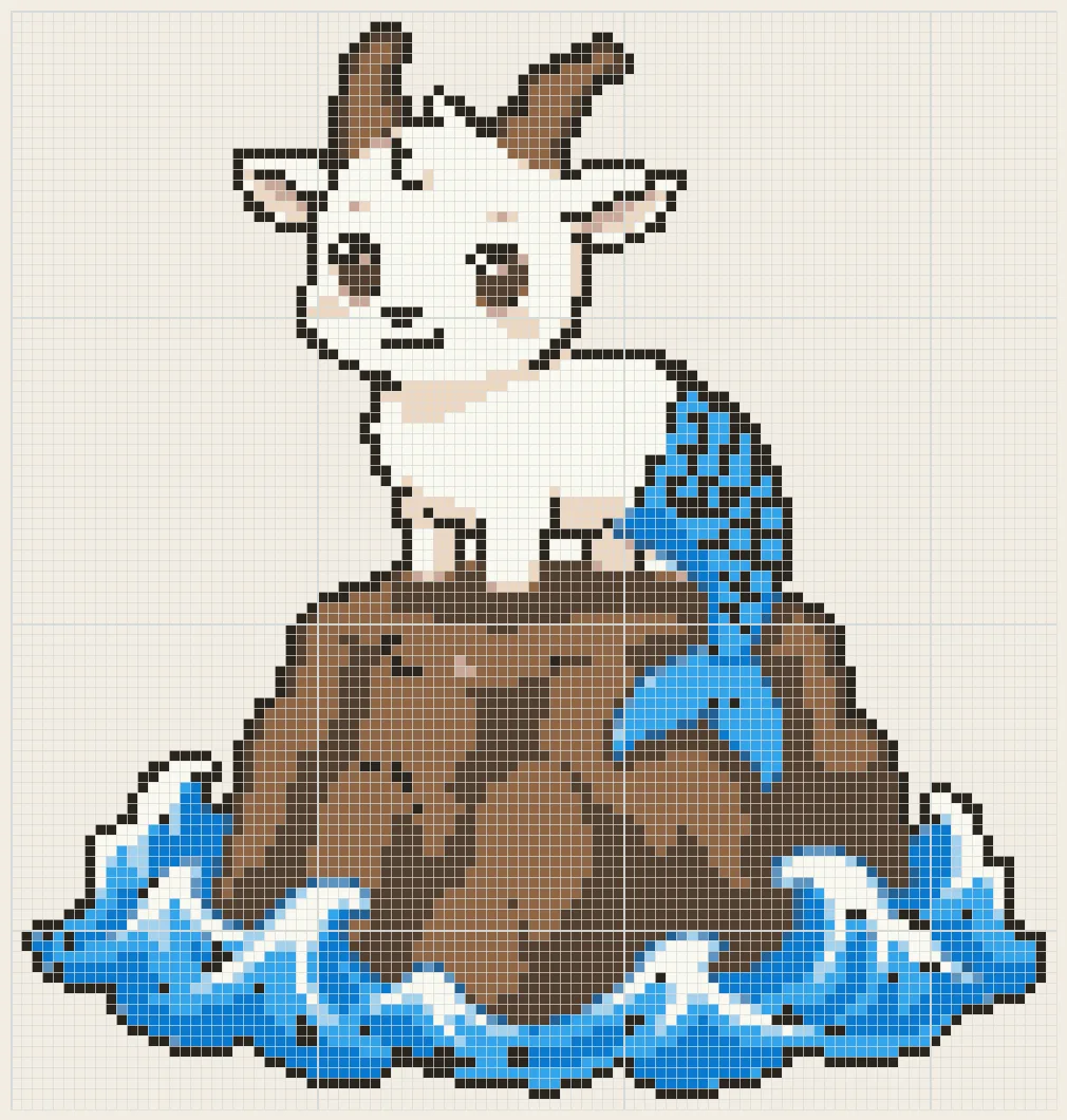 Cliff sea-goat perler bead pattern