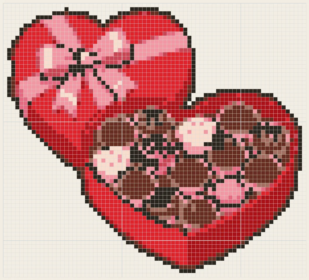 Heart box of chocolates perler bead pattern