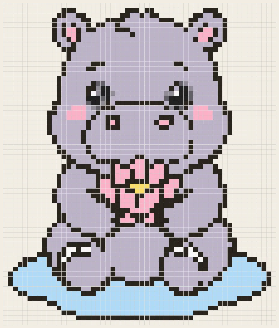 Hippo with a water lily perler bead pattern