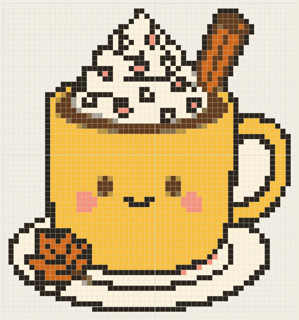 Cocoa marshmallow mug perler bead pattern