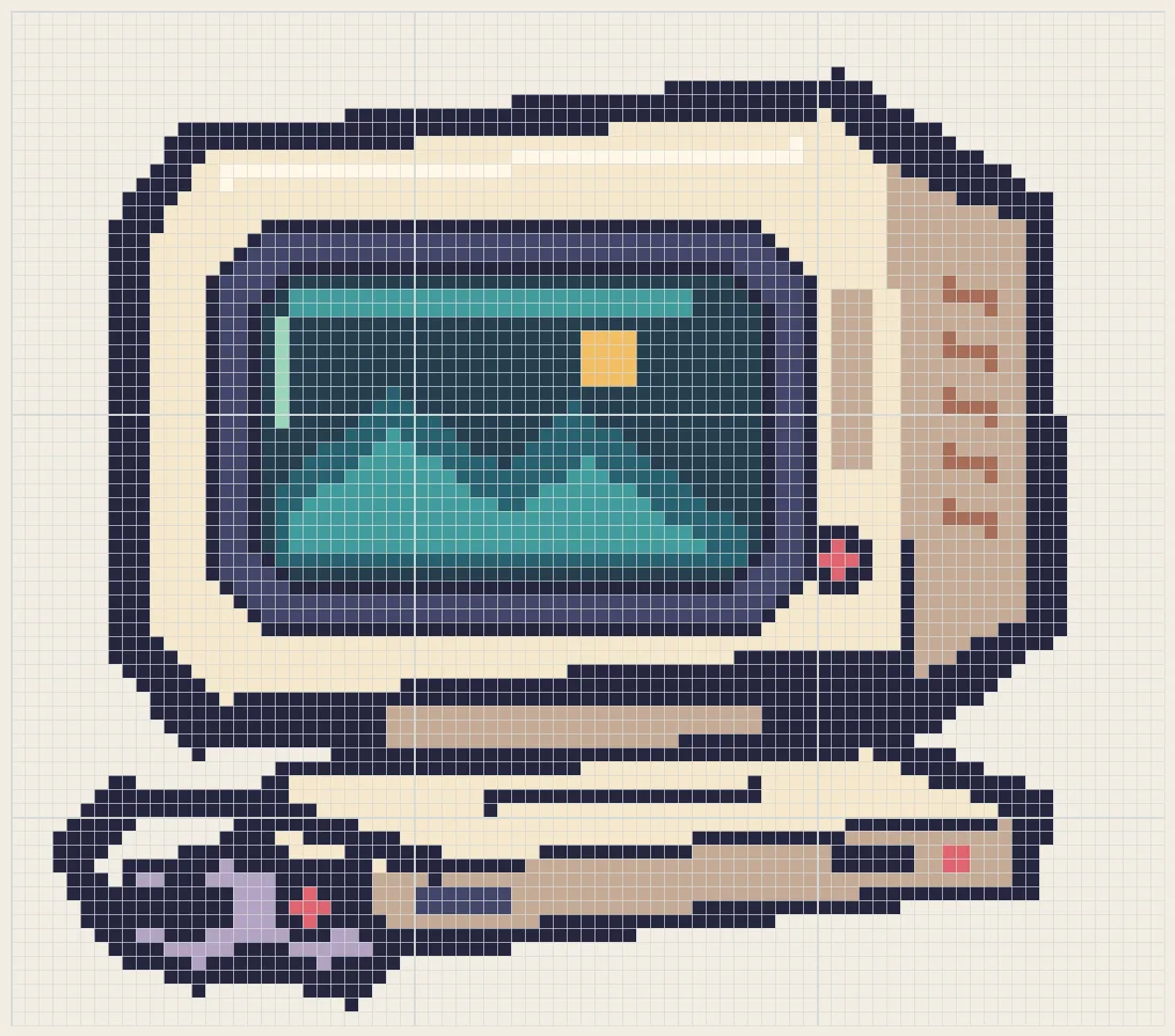 Cozy CRT gaming corner perler bead pattern