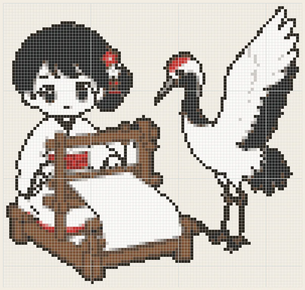 Padrão de Perler Donzela do tear e da garça