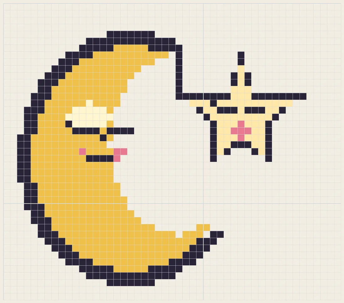 Crescent sleepy star perler bead pattern