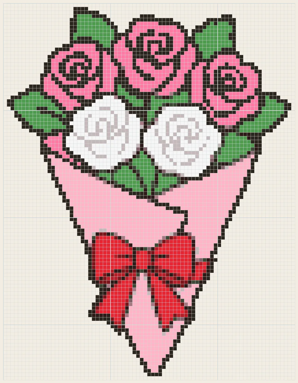 Curtain call bouquet perler bead pattern