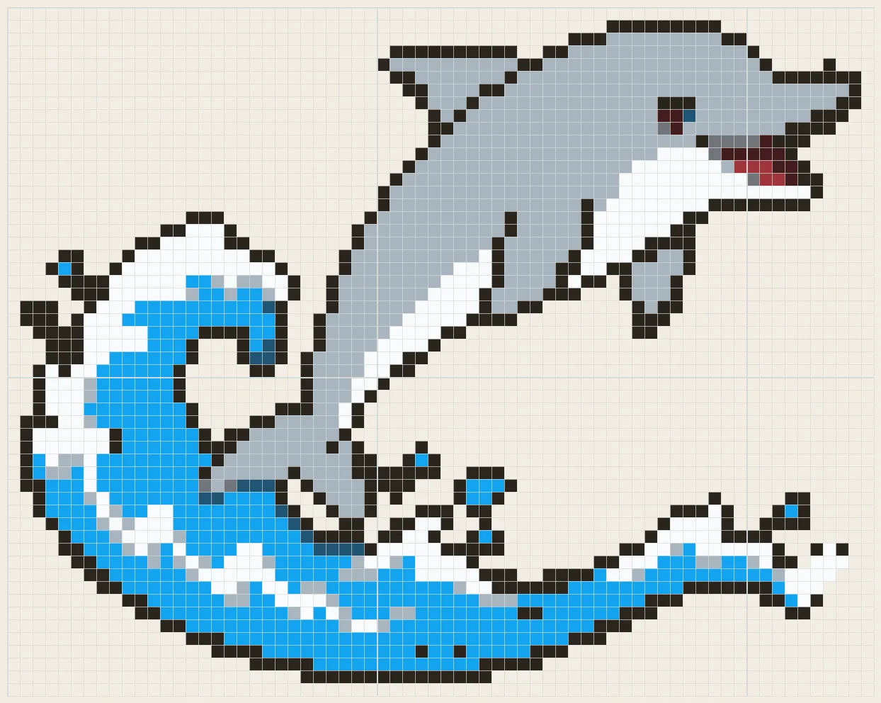 Leaping dolphin perler bead pattern