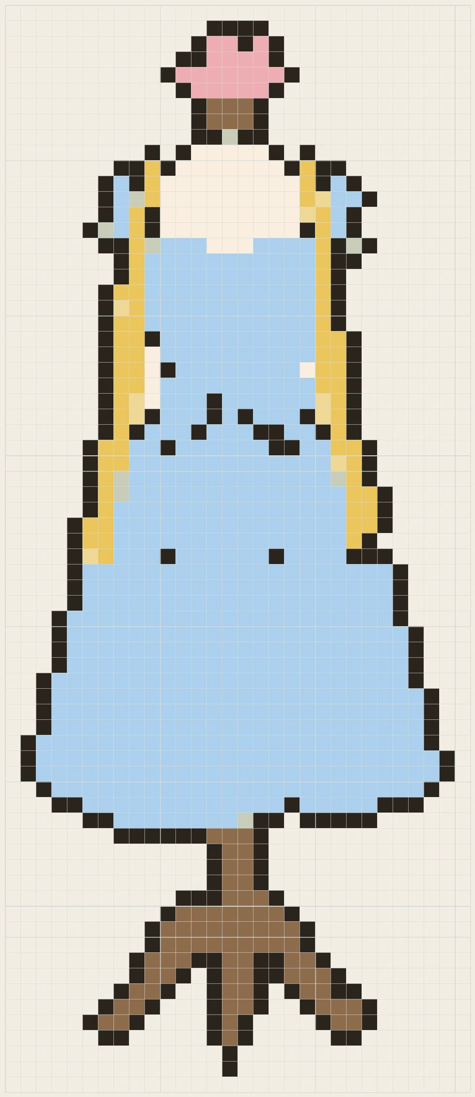 Dress form gown perler bead pattern