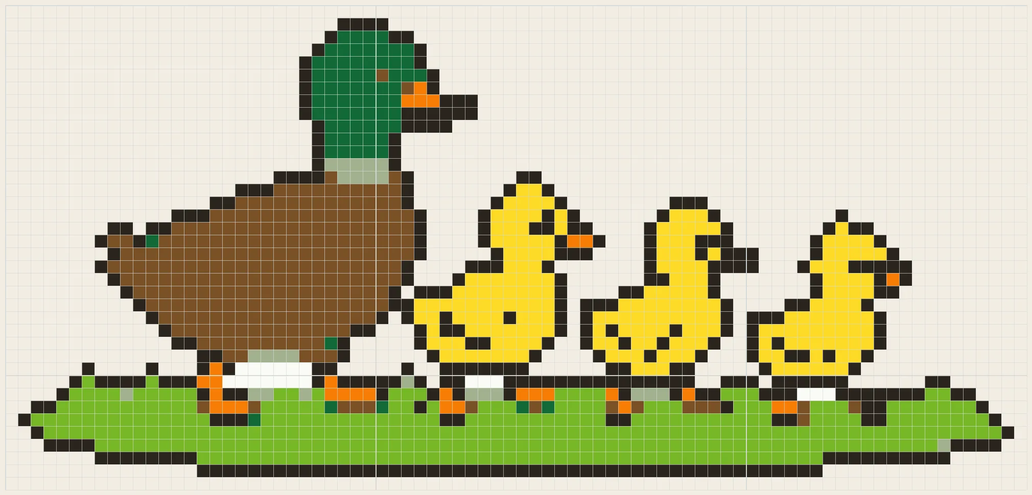 Duckling parade perler bead pattern