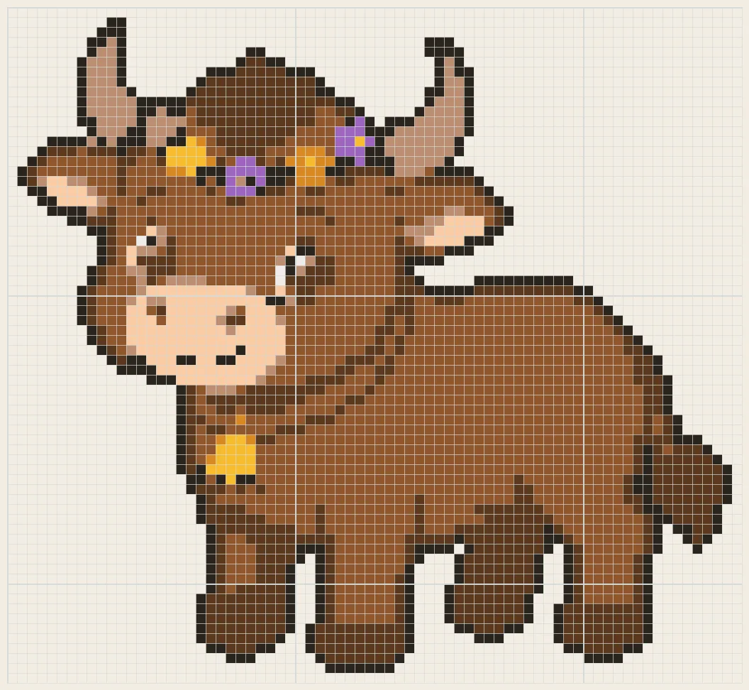 Flower-horn ox perler bead pattern