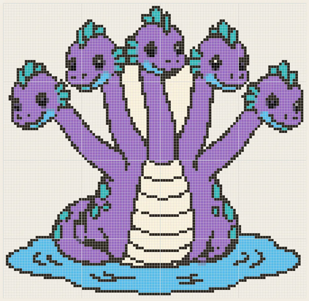 Five-head water serpent perler bead pattern