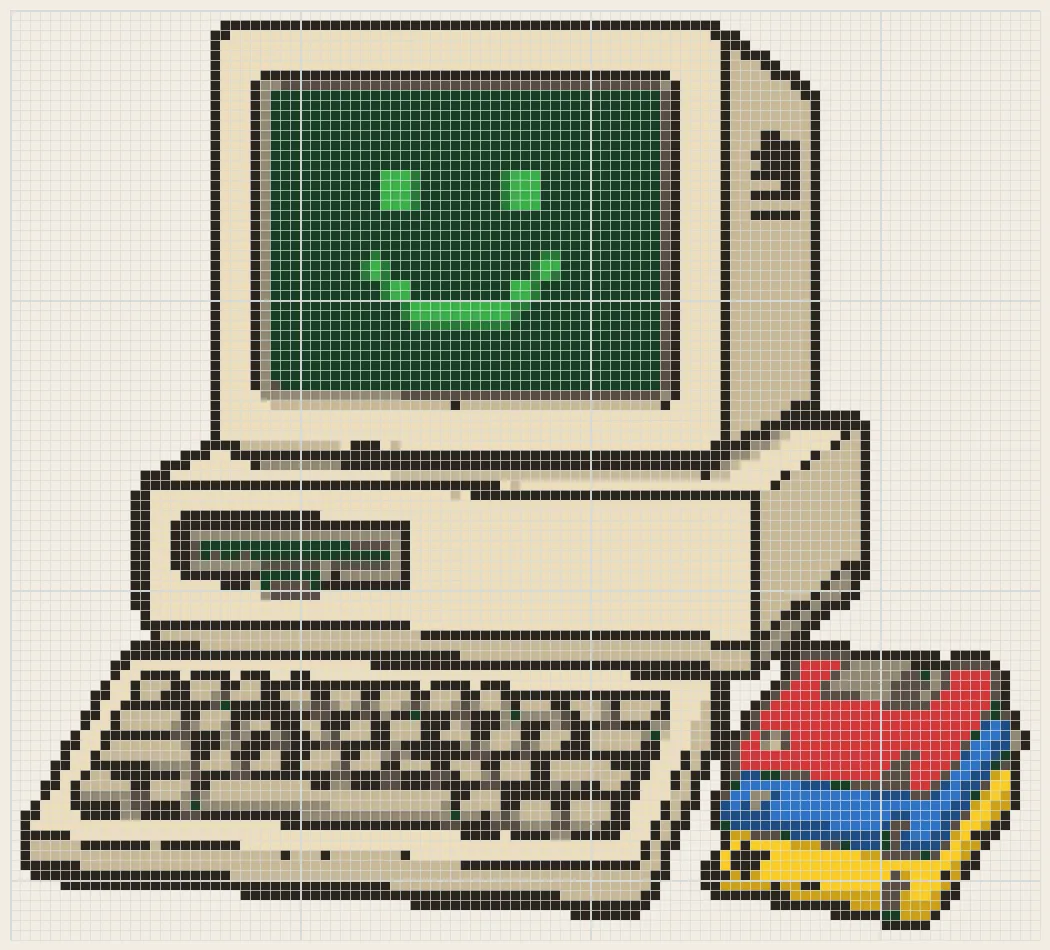 Floppy disk desktop perler bead pattern