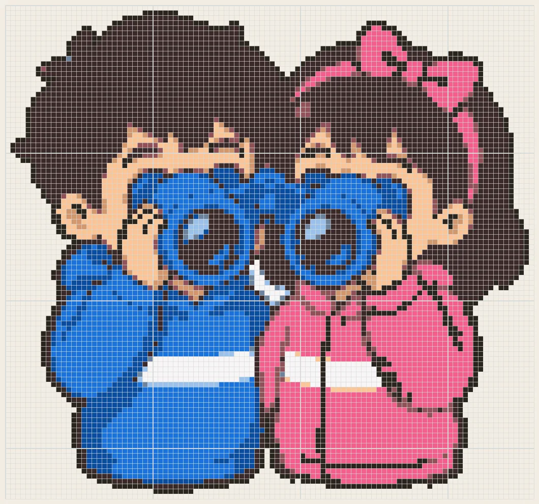 Twins with binoculars perler bead pattern