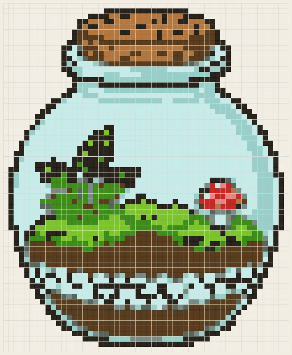 Moss terrarium jar perler bead pattern