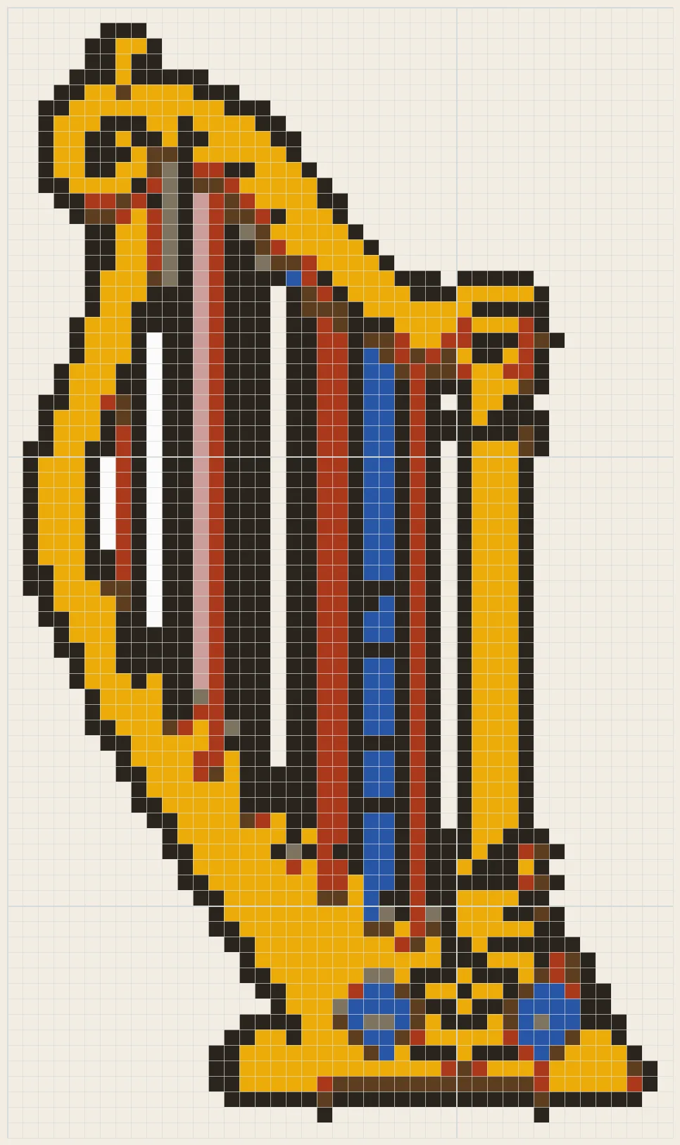 Golden concert harp perler bead pattern