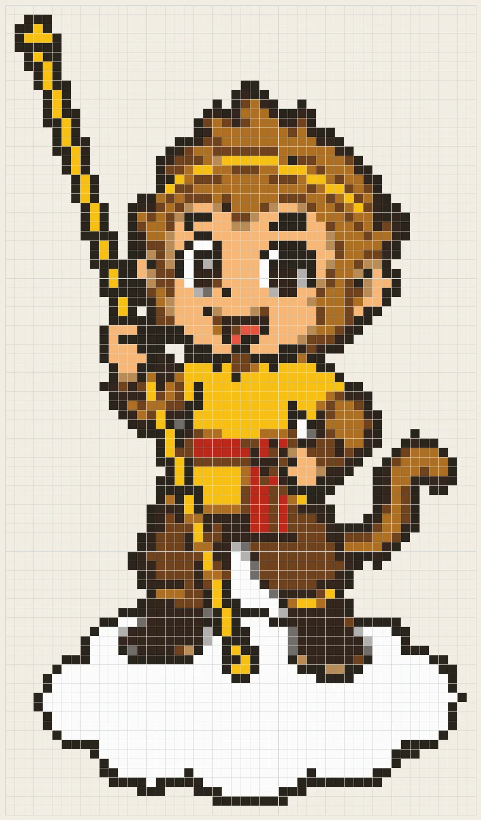 Golden staff monkey perler bead pattern