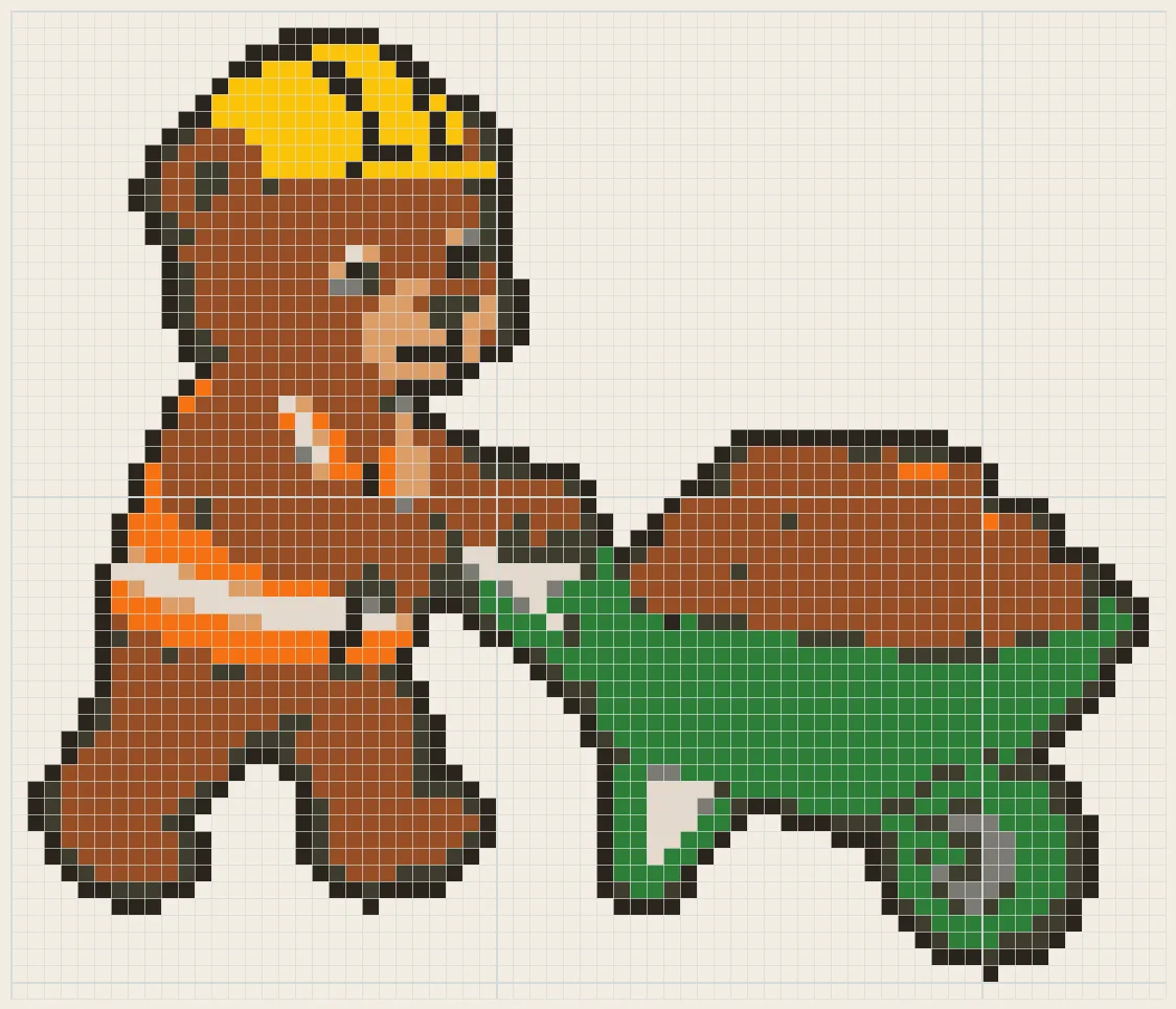 Builder bear with wheelbarrow perler bead pattern