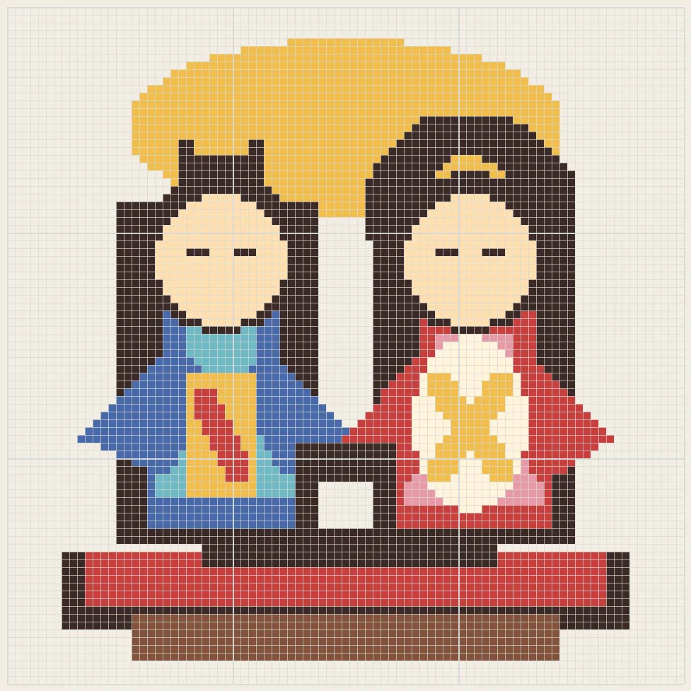 Hina doll pair perler bead pattern