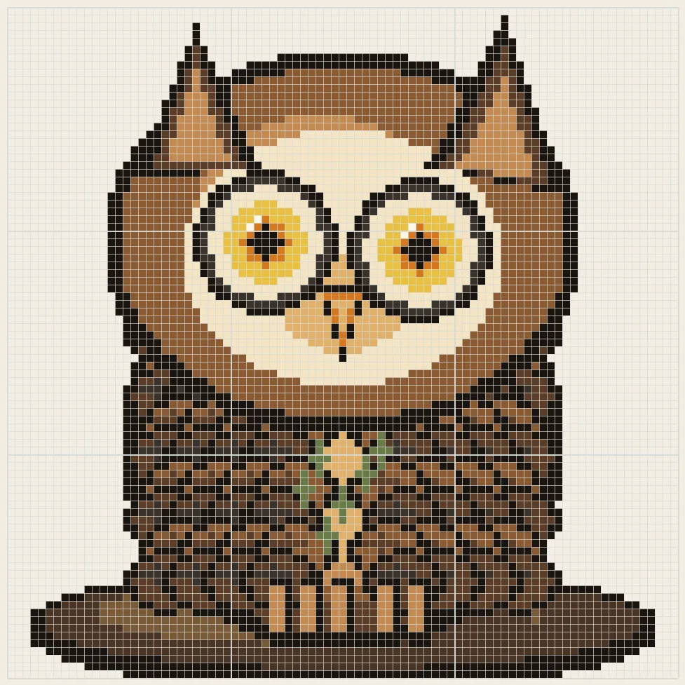 Horned forest owl perler bead pattern