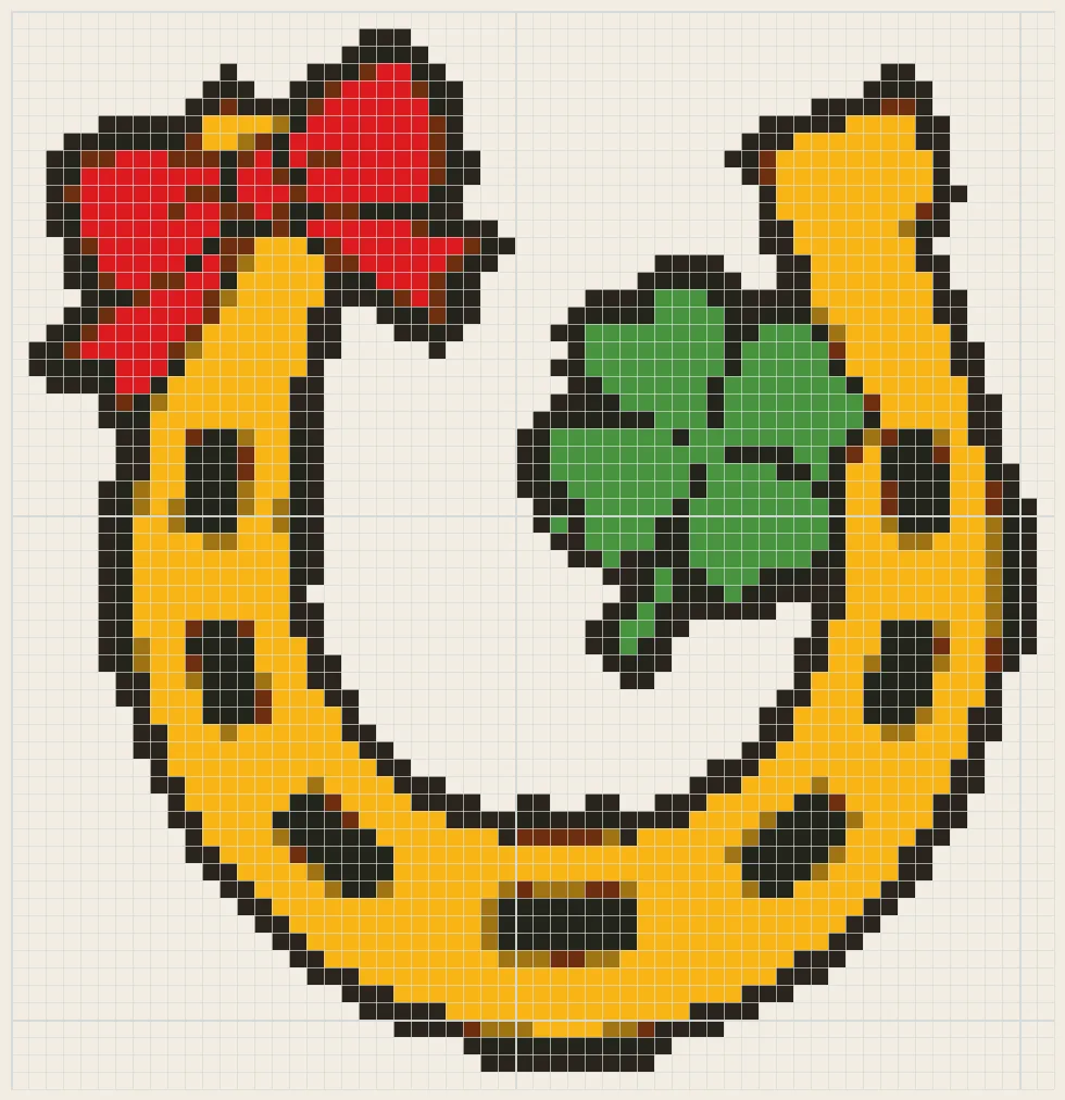 Lucky horseshoe and clover perler bead pattern