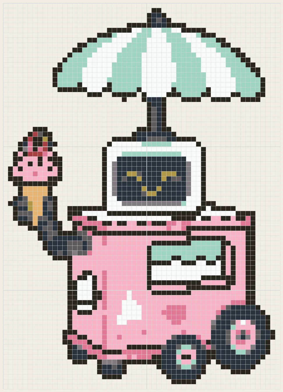 Ice cream cart robot perler bead pattern