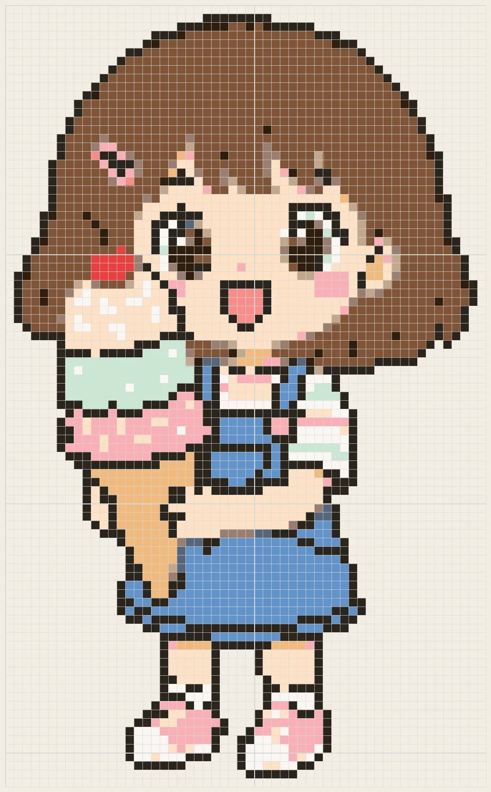 Triple-scoop girl perler bead pattern