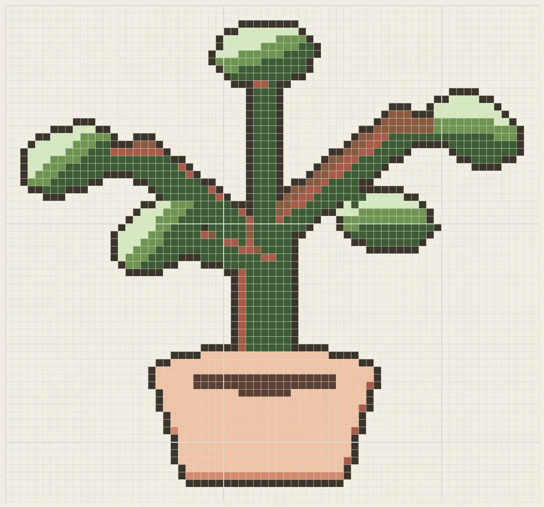 Oval-leaf jade perler bead pattern