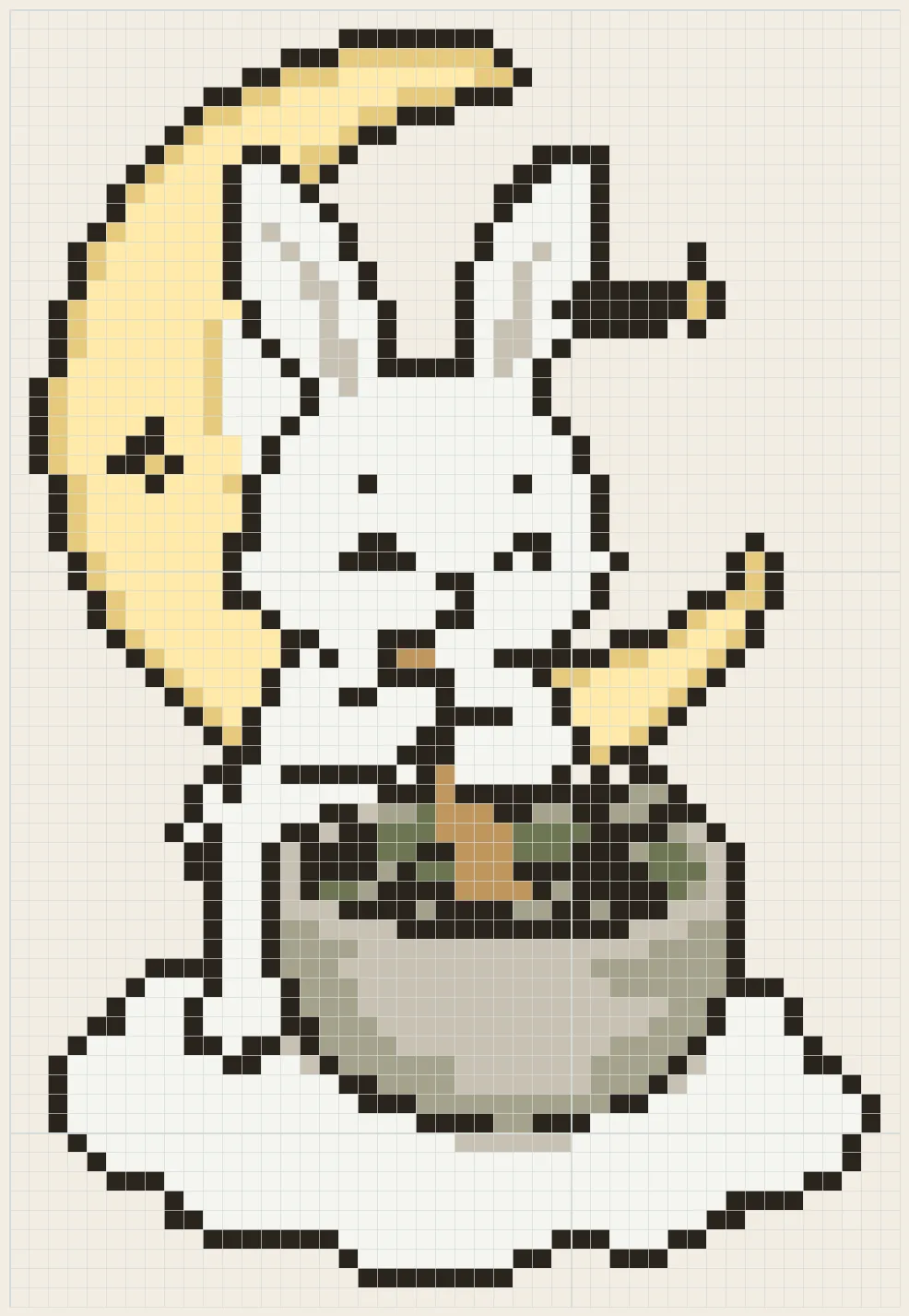 Jade rabbit on the moon perler bead pattern