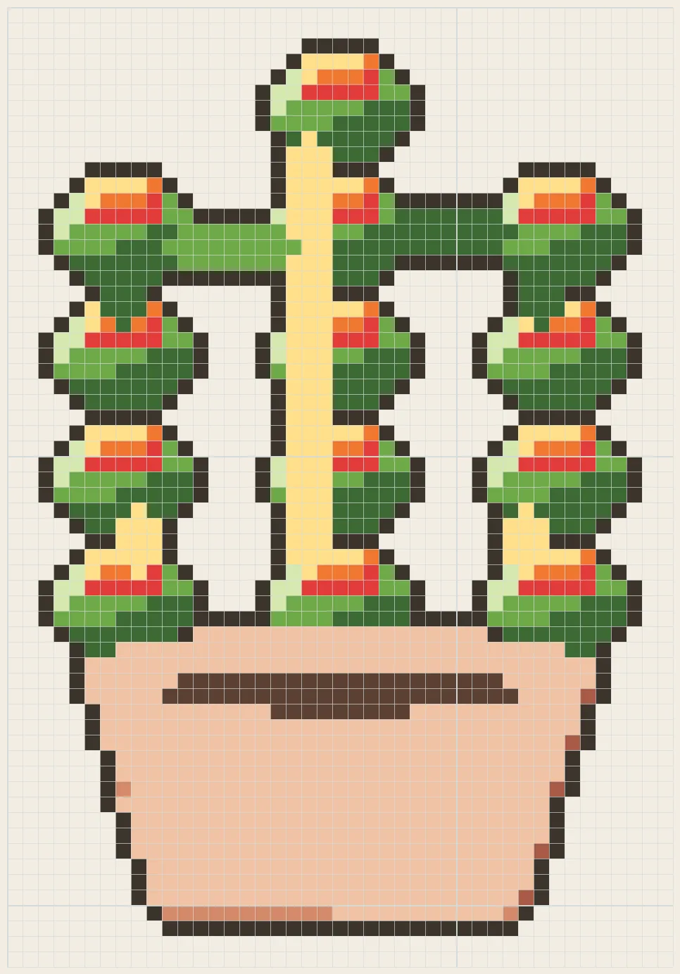 Red-tipped jelly beans perler bead pattern