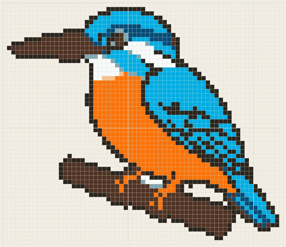 Perching kingfisher perler bead pattern
