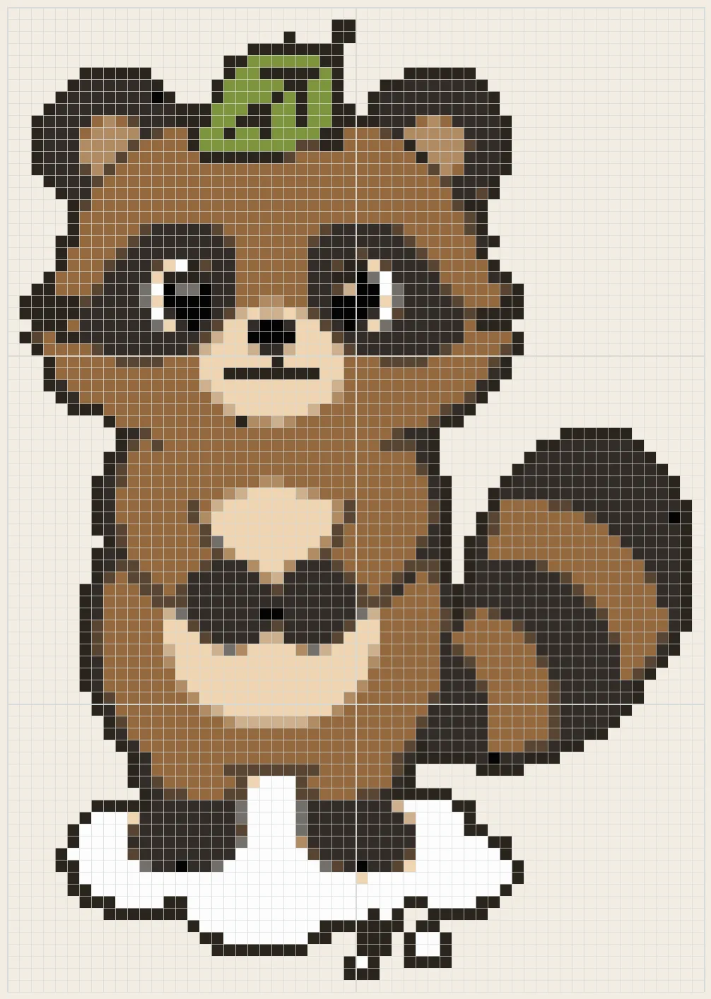 Leaf-top tanuki perler bead pattern