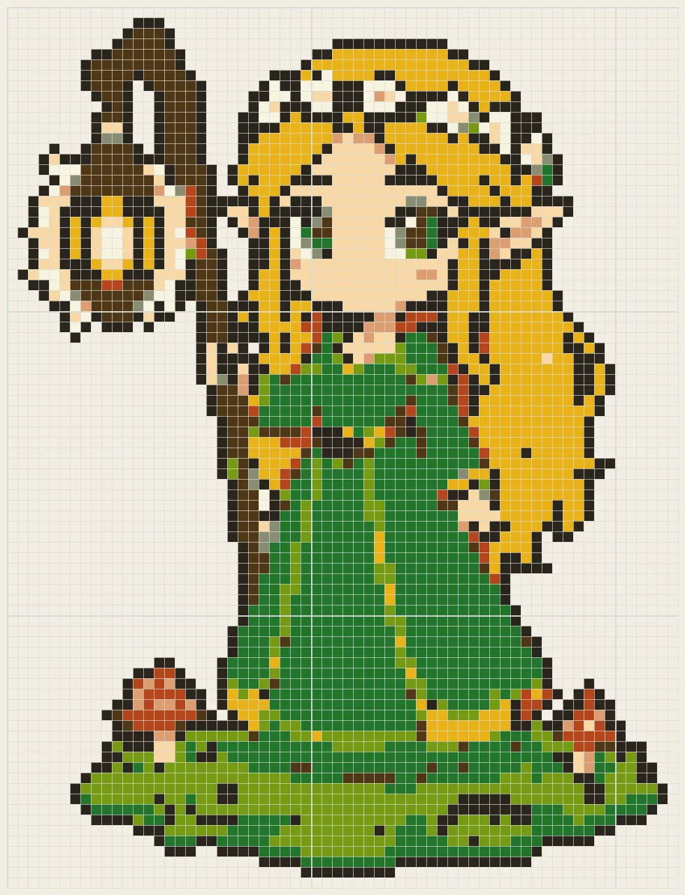 Light elf with lantern perler bead pattern