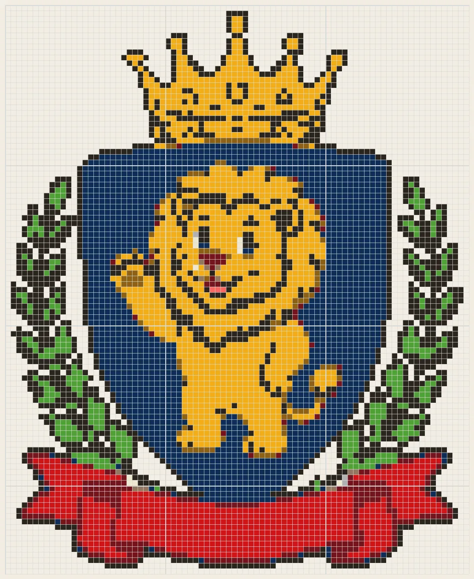 Lion crest shield perler bead pattern
