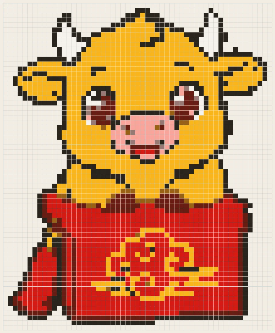 Lucky ox seal perler bead pattern
