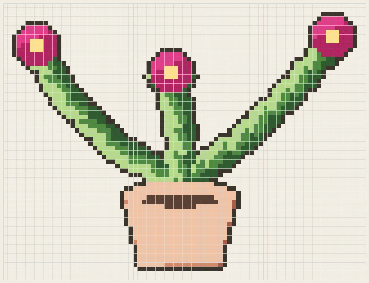 Magenta tip cactus perler bead pattern