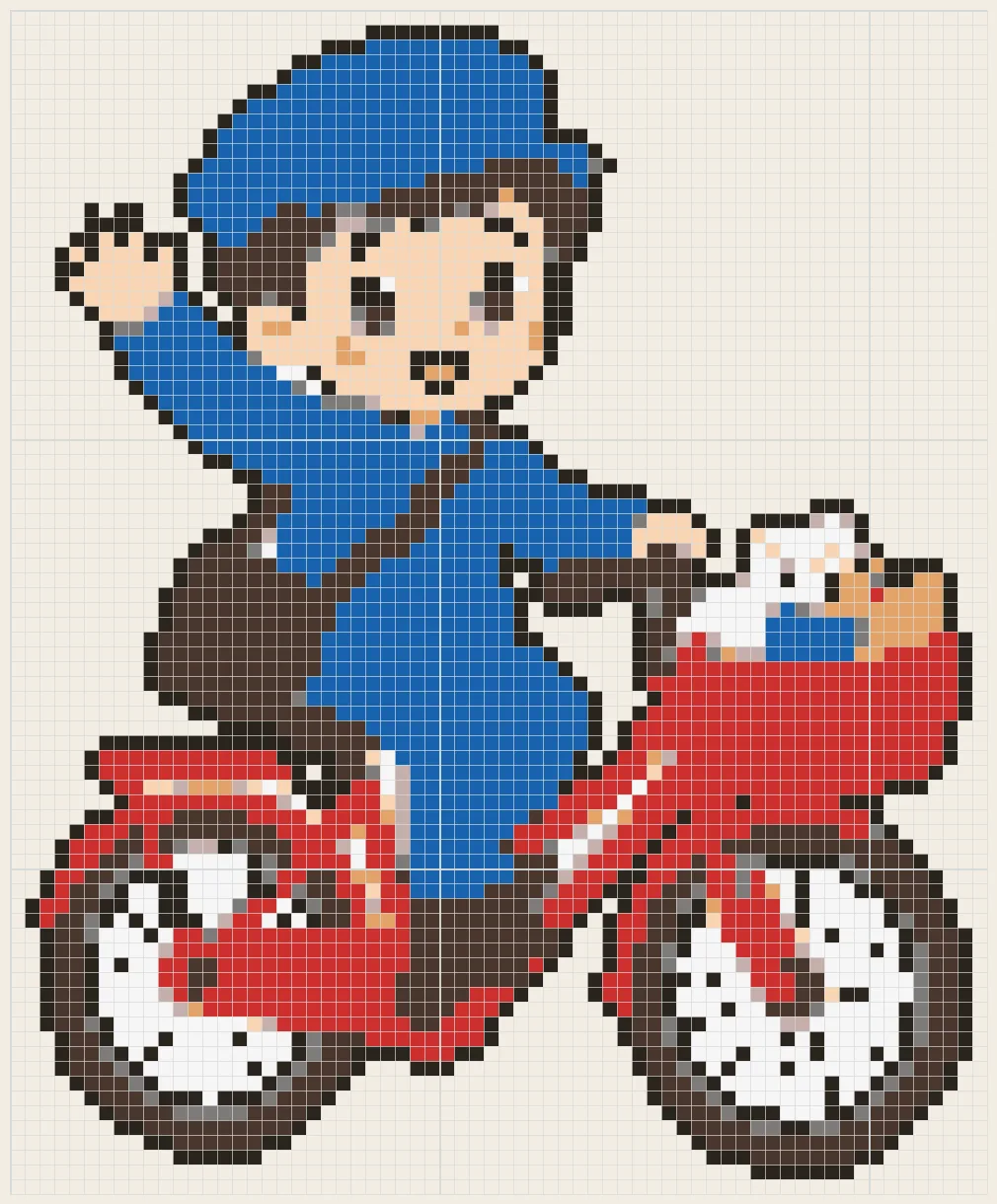 Mail carrier on a bike perler bead pattern