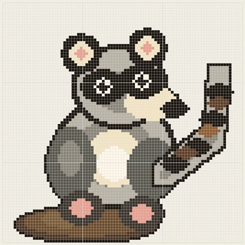 Masked raccoon perler bead pattern