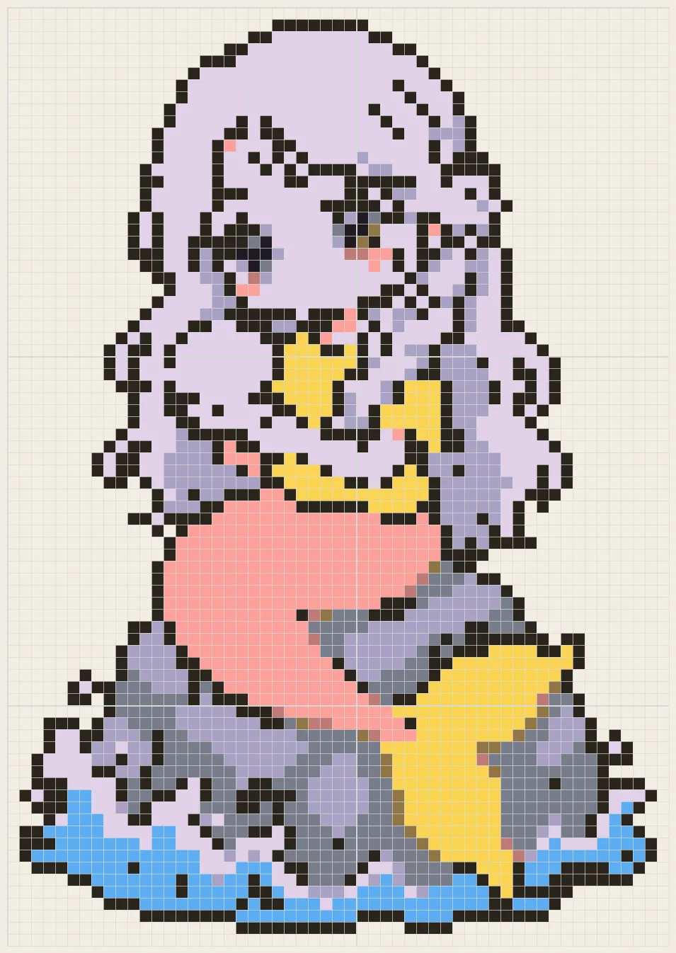 Mermaid with a pearl shell perler bead pattern