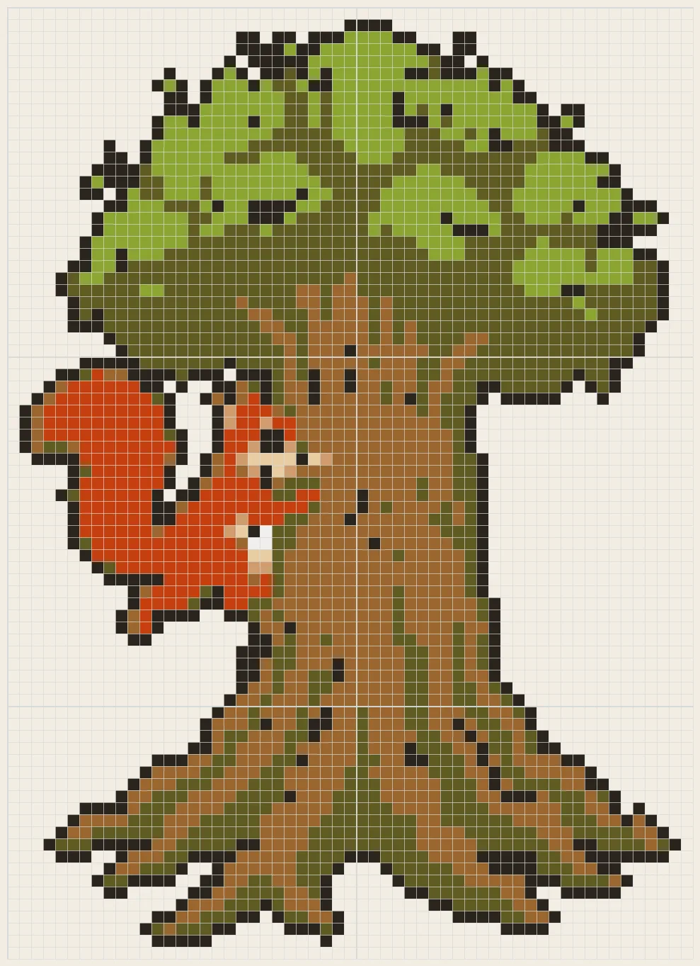 Squirrel on the world tree perler bead pattern