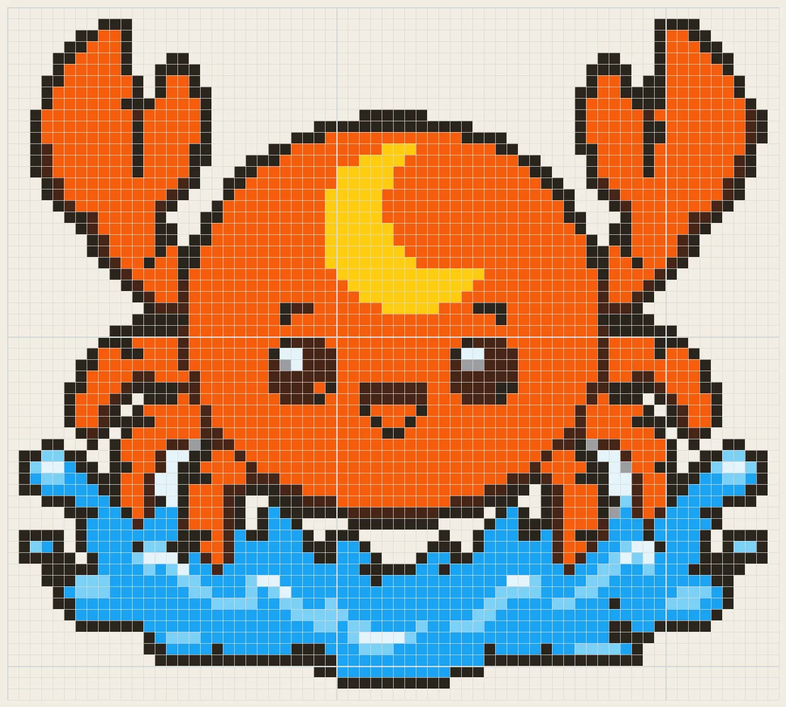 Moon-shell crab perler bead pattern