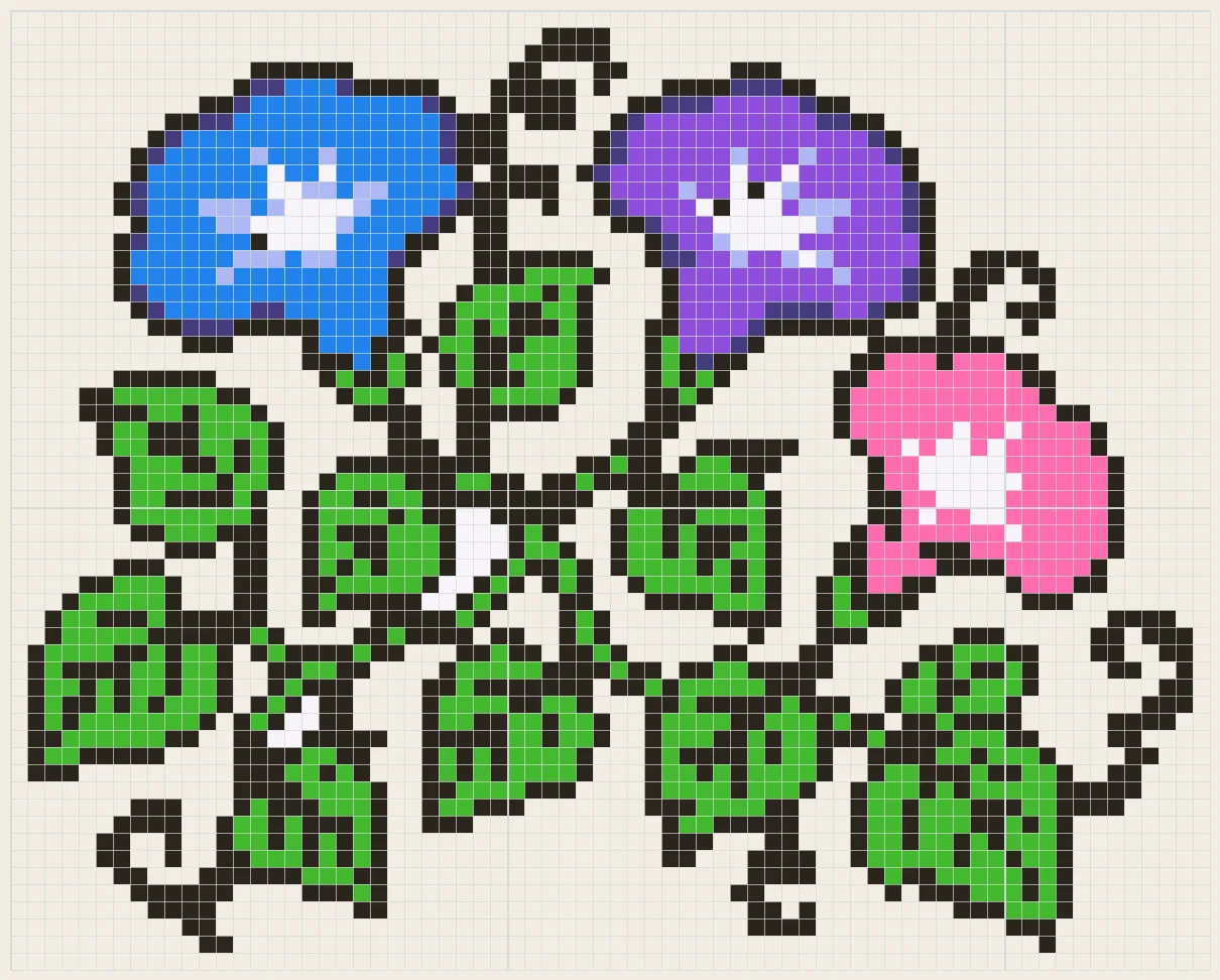 Morning glory vine perler bead pattern