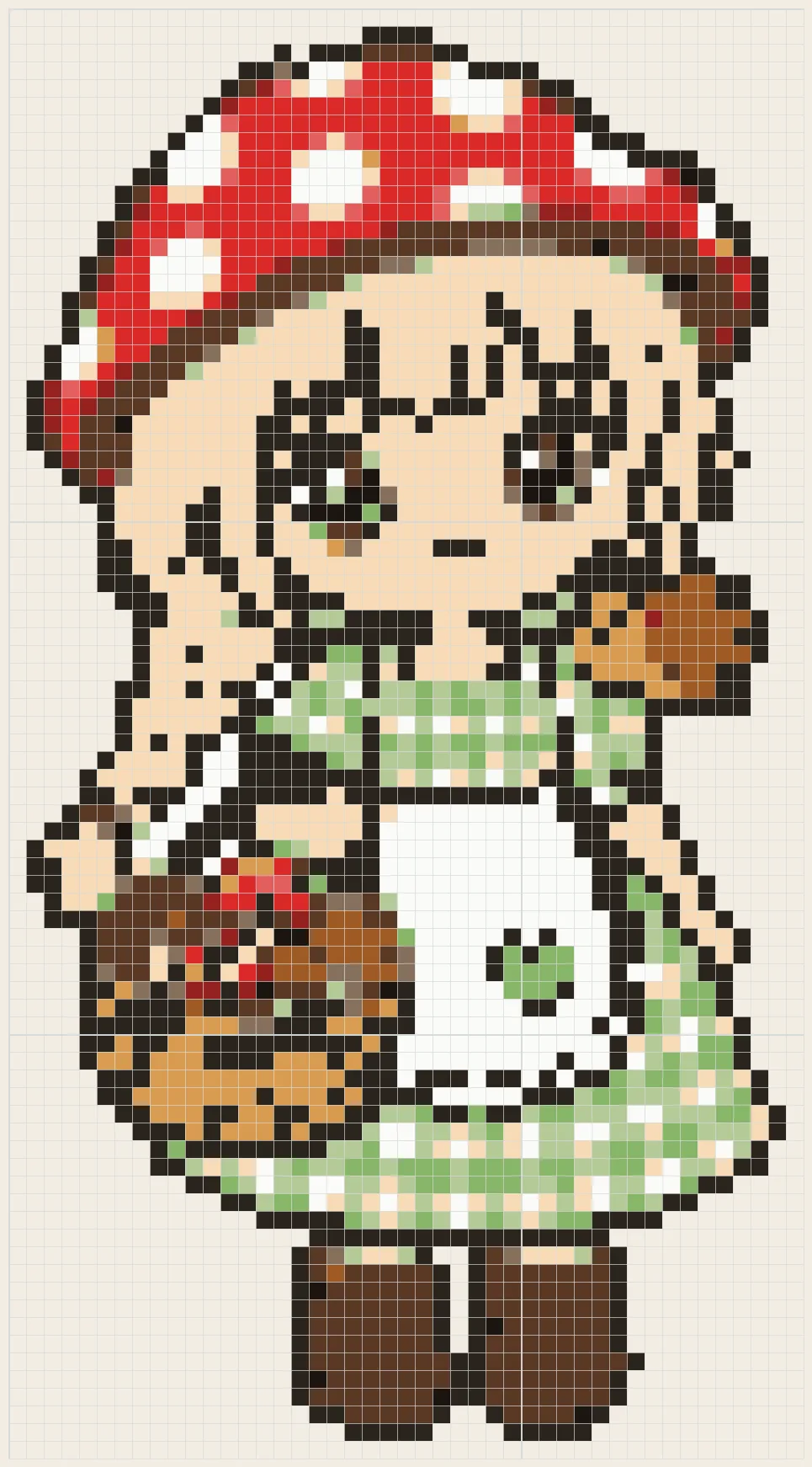 Mushroom basket girl perler bead pattern