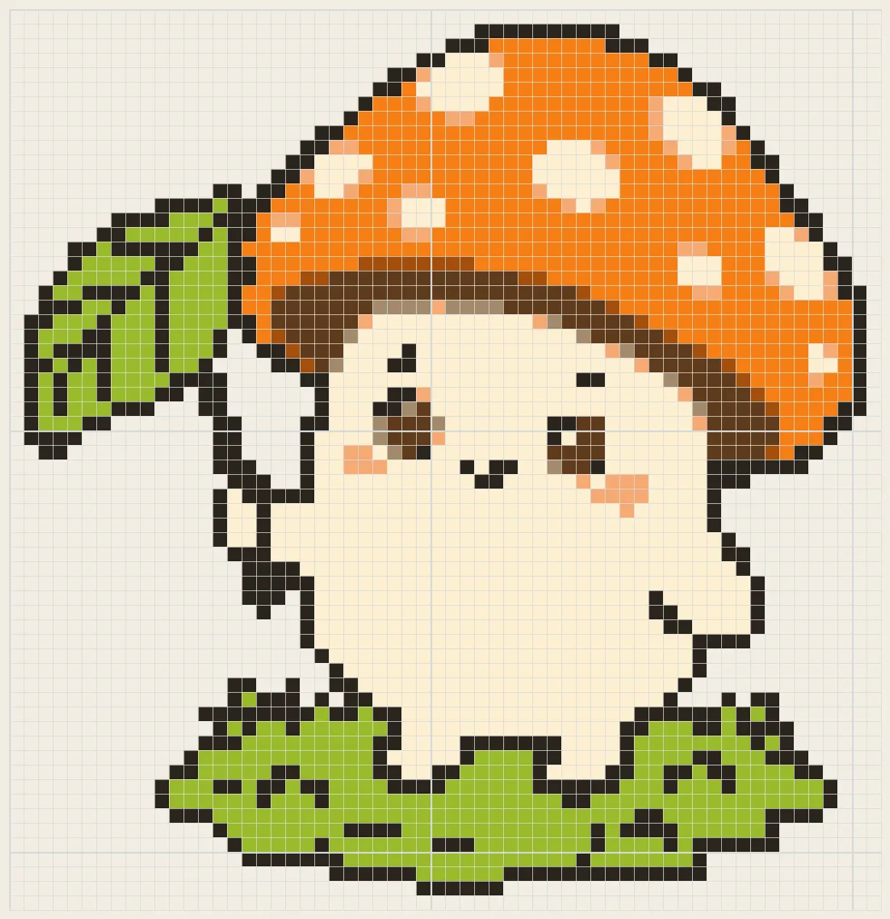 Mushroom cap sprite perler bead pattern