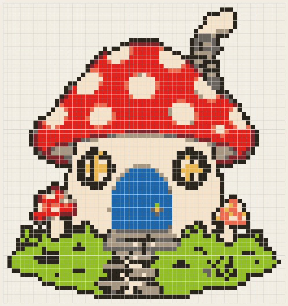 Mushroom fairy house perler bead pattern