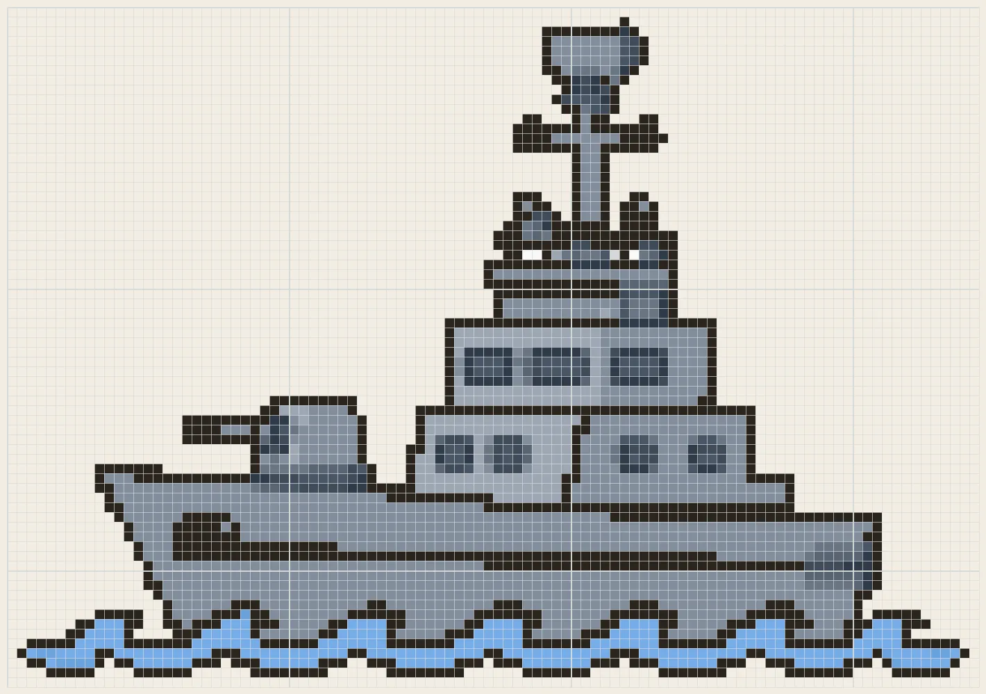 Navy destroyer perler bead pattern